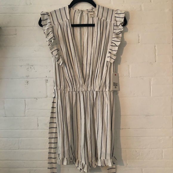 Billabong Pants - Striped shorts romper with belt